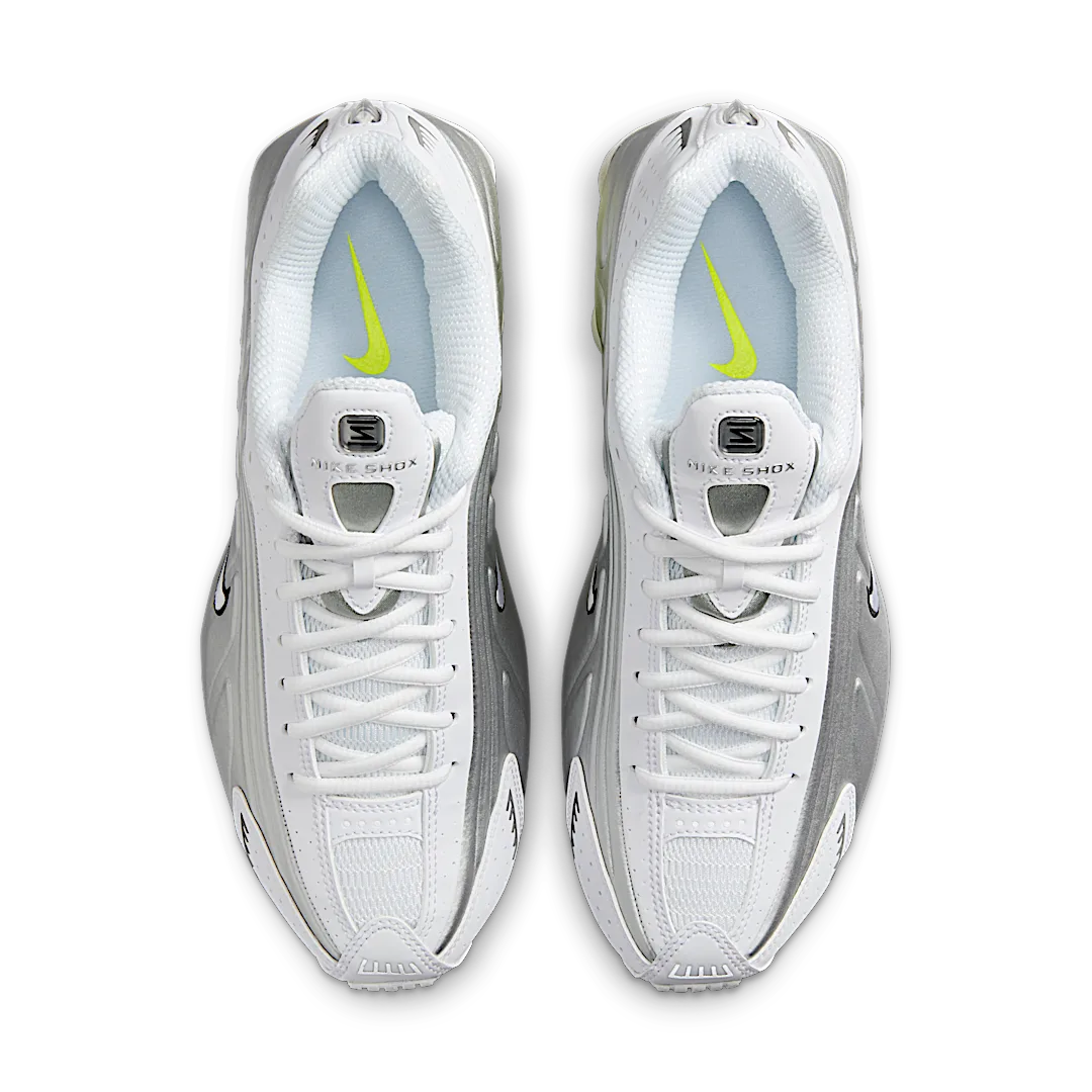 Overkicks - Nike Shox R4 White Metallic Silver Volt (AR3565-102) - par completo