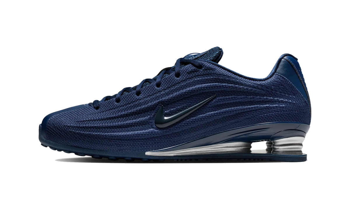 Overkicks - Nike Shox Z Midnight Navy Metallic Silver (Womens) (HQ7540-401) - vista lateral