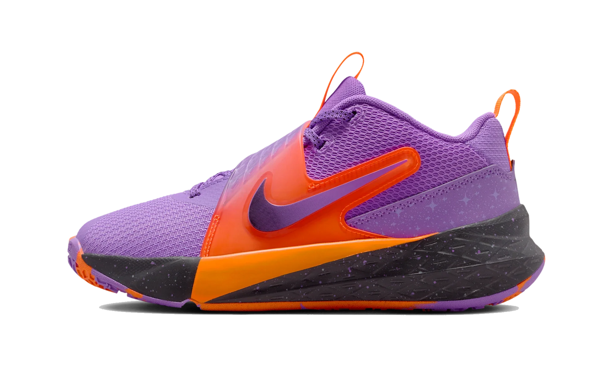 Overkicks - Nike Team Hustle D 12 Bright Violet Total Orange (GS) (IO9848-500) - vista lateral