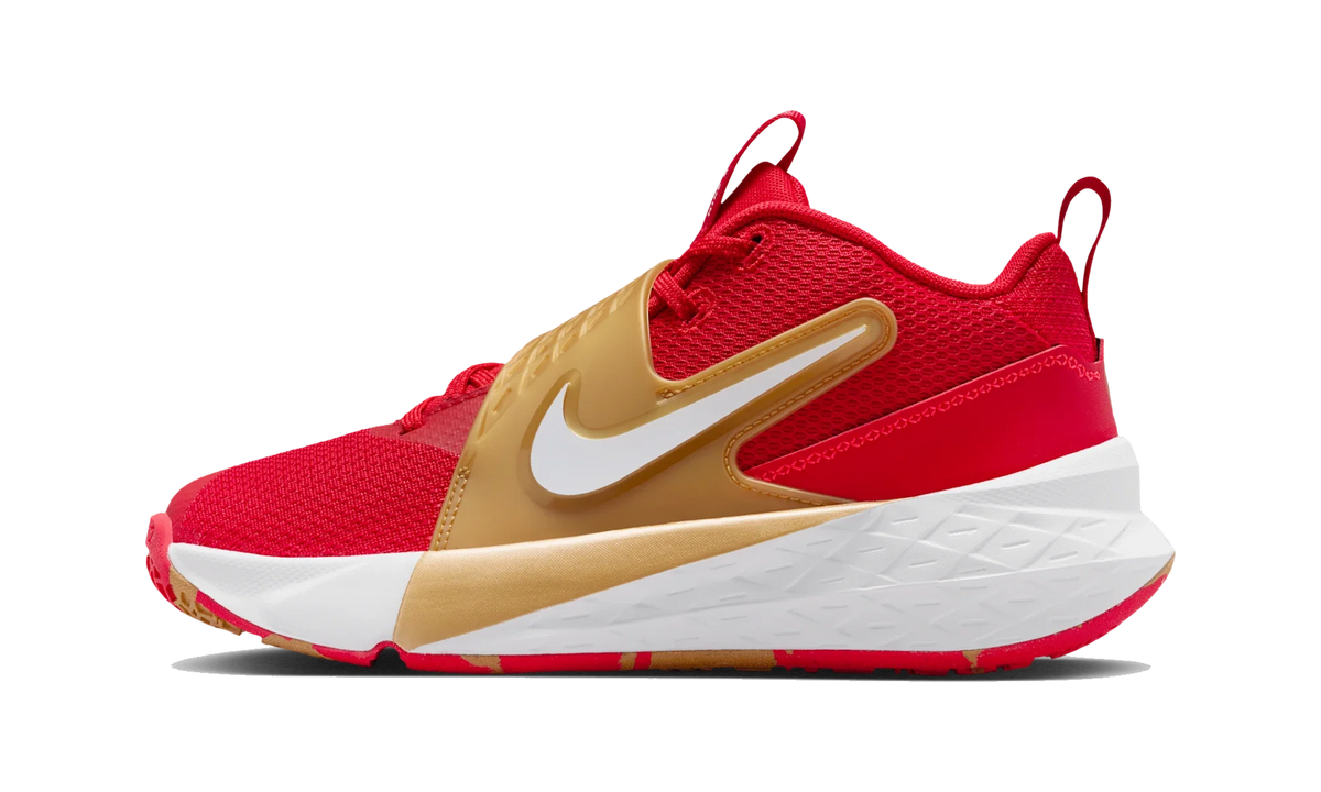 Overkicks - Nike Team Hustle D 12 University Red Gold White (GS) (HF6279-603) - vista lateral