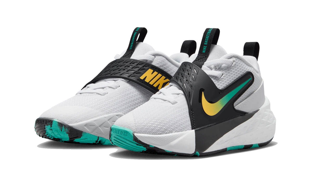 Overkicks - Nike Team Hustle D 12 White Black Emerald Topaz Gold (PS) (HF6280-105) - imagen 2