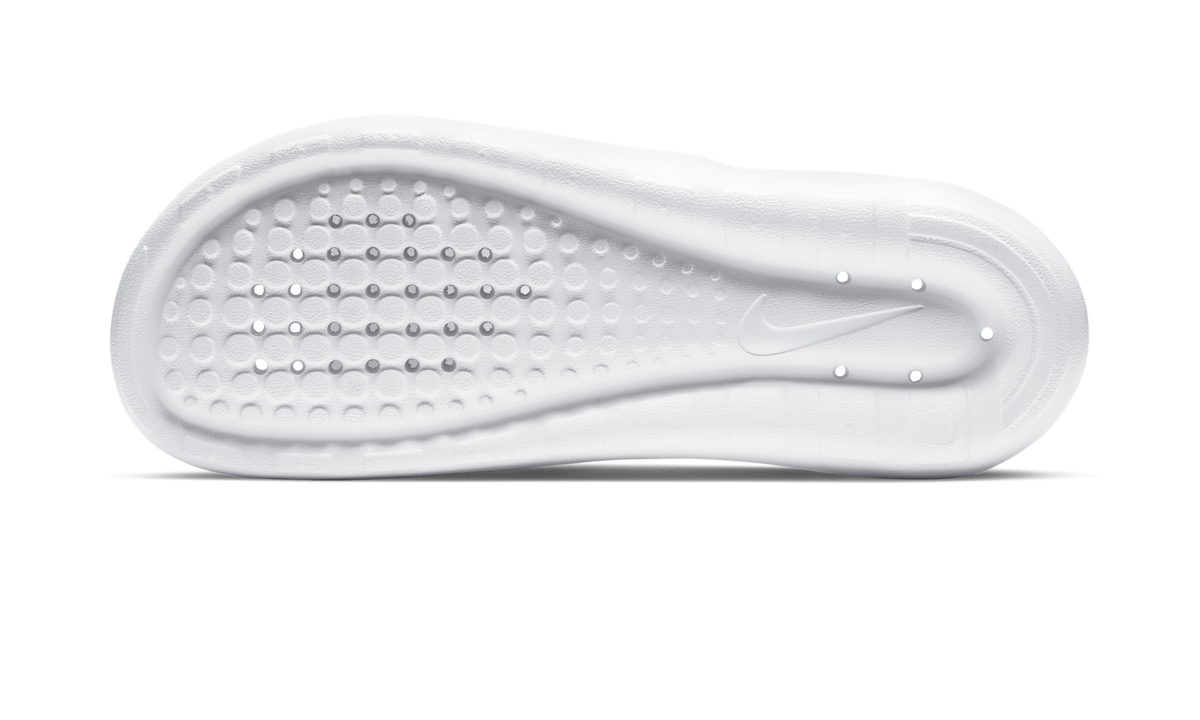 Overkicks - Nike Victori One Shower Slide White Polka Dot Swoosh (CZ5478-100) - detalle suela