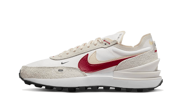 Overkicks - Nike Waffle One SE Sail Pearl White Black Gym Red (Womens) (DX4309-100) - vista lateral