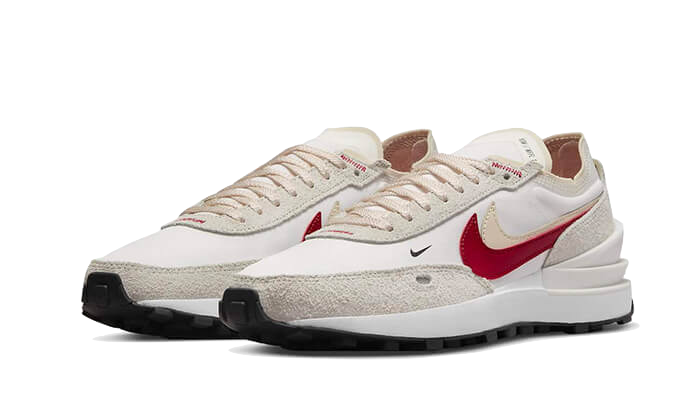 Overkicks - Nike Waffle One SE Sail Pearl White Black Gym Red (Womens) (DX4309-100) - vista trasera