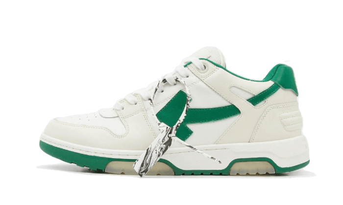 Overkicks - OFF-WHITE Out Of Office OOO Low Tops Jet Green Ecru Suede (OMIA189S25LEA0074A6F) - vista lateral