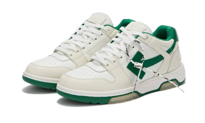 Overkicks - OFF-WHITE Out Of Office OOO Low Tops Jet Green Ecru Suede (OMIA189S25LEA0074A6F) - vista trasera