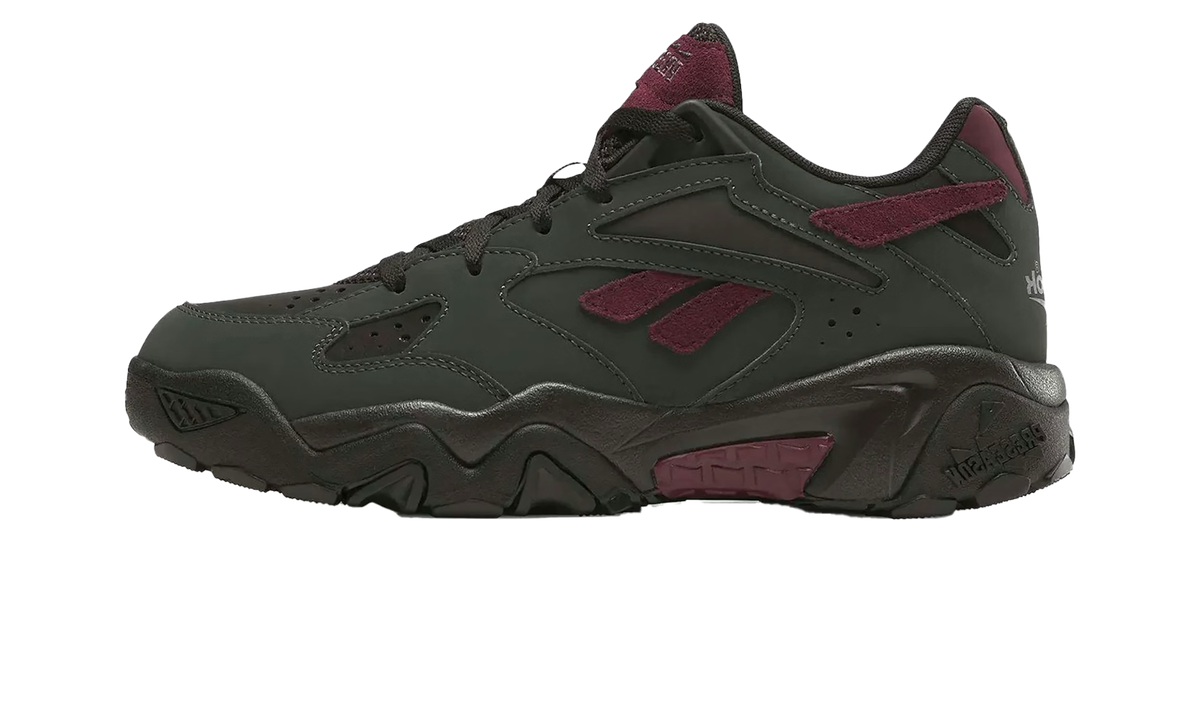 Overkicks - Reebok Preseason 94 Low Grey Black Cherry (100230643) - vista lateral