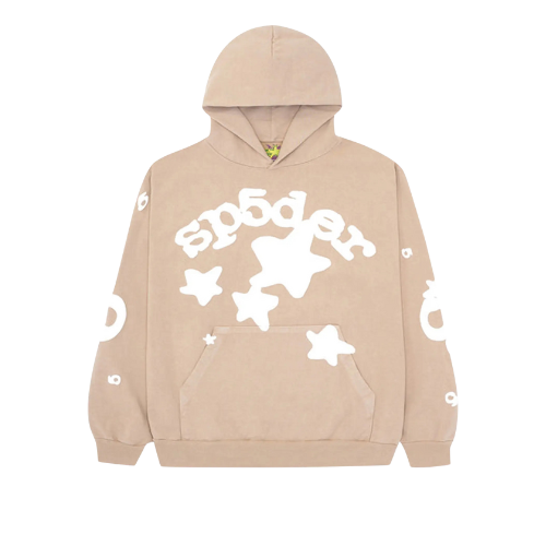 Overkicks - Sp5der Beluga Hoodie Sand (SP5DER-BELUGA-HOODIE-LIGHT-BROWN) - vista frontal