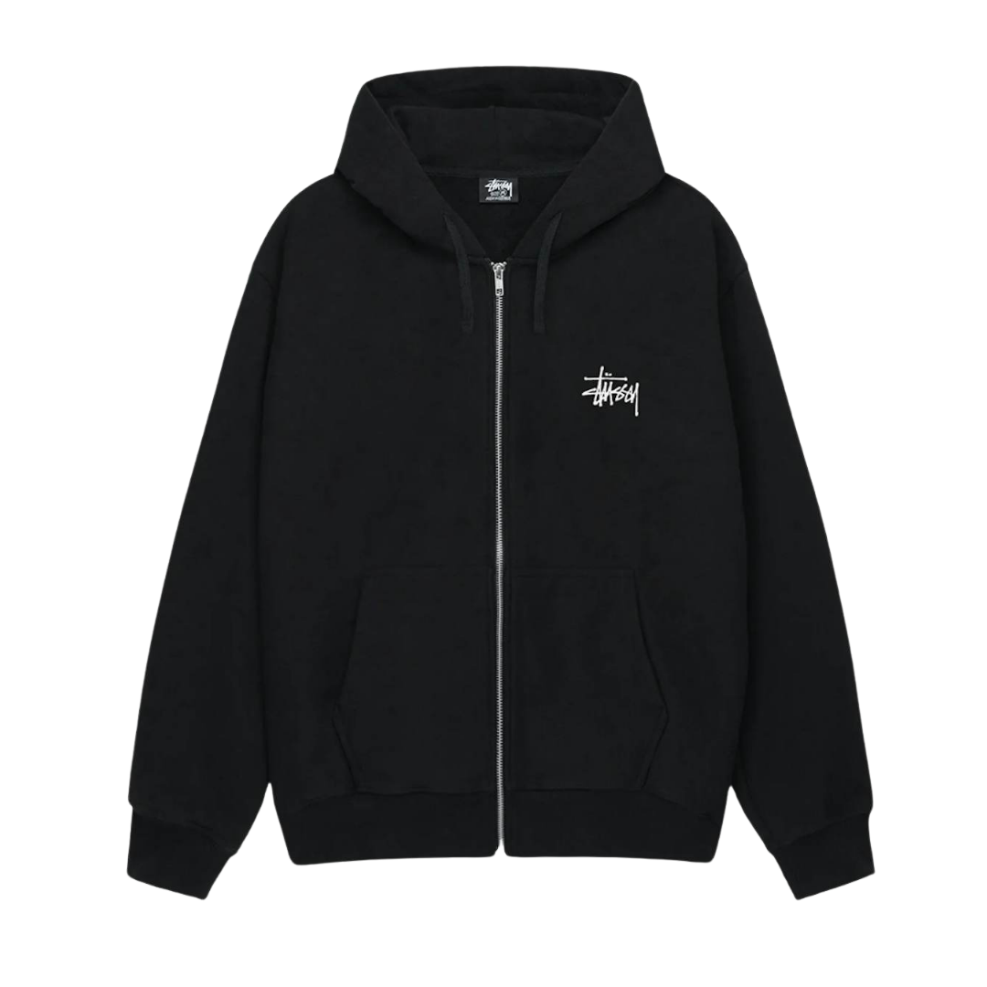 Overkicks - Stussy Basic Stussy Zip Hoodie Black (STUSSY-BASIC-STUSSY-ZIP-HOODIE-BLACK) - vista frontal