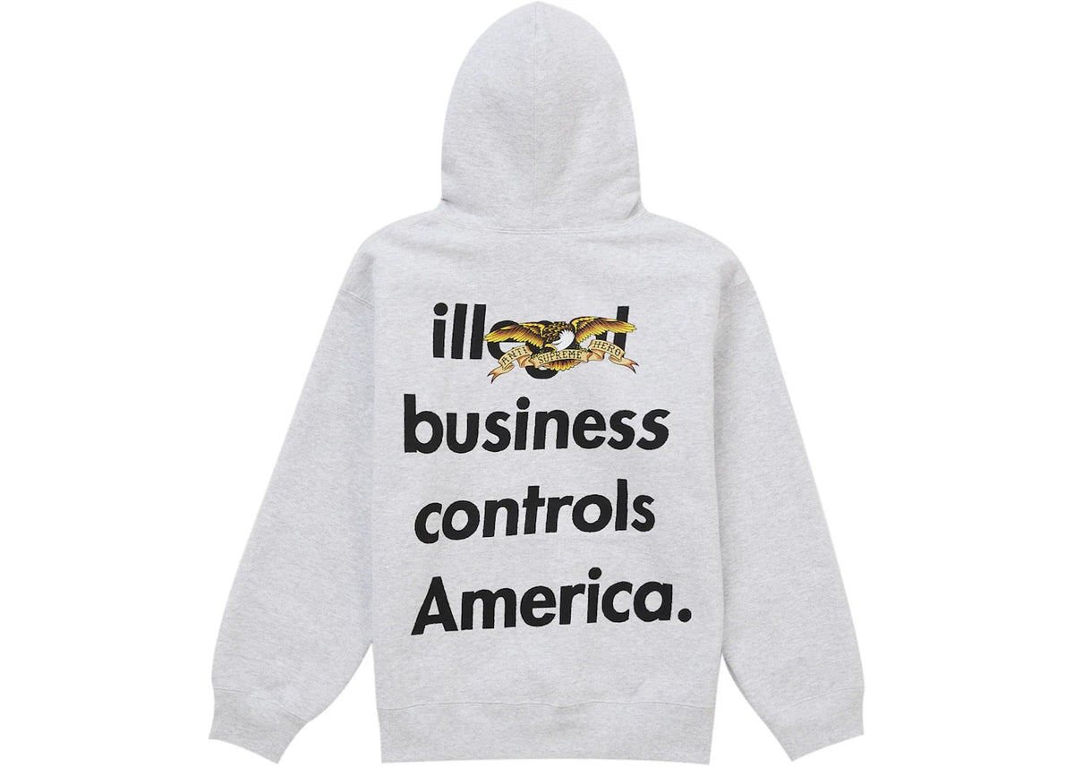 Overkicks - Supreme ANTIHERO Hooded Sweatshirt (FW25) Ash Grey (SUPREME-ANTIHERO-HOODED-SWEATSHIRT-FW25-ASH-GREY) - imagen 2
