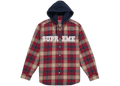 Supreme Applique Hooded Flannel Shirt Red