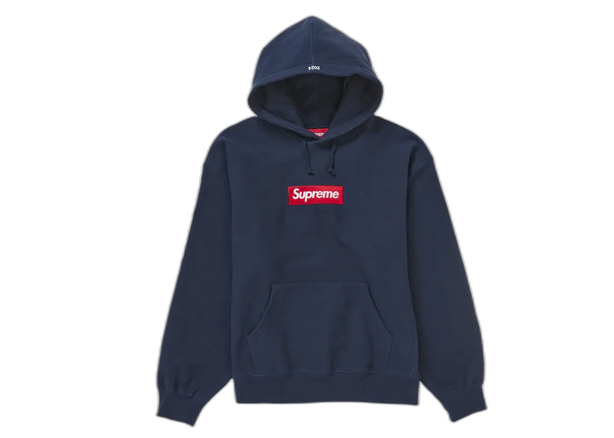 Overkicks - Supreme Box Logo Hooded Sweatshirt (FW24) Navy