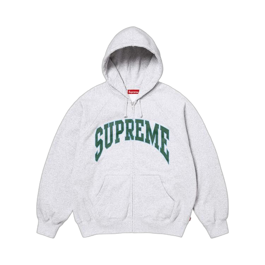 Overkicks - Supreme Cracked Raglan Zip Up Hooded Sweatshirt Ash Grey