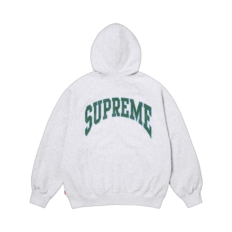 Overkicks - Supreme Cracked Raglan Zip Up Hooded Sweatshirt Ash Grey