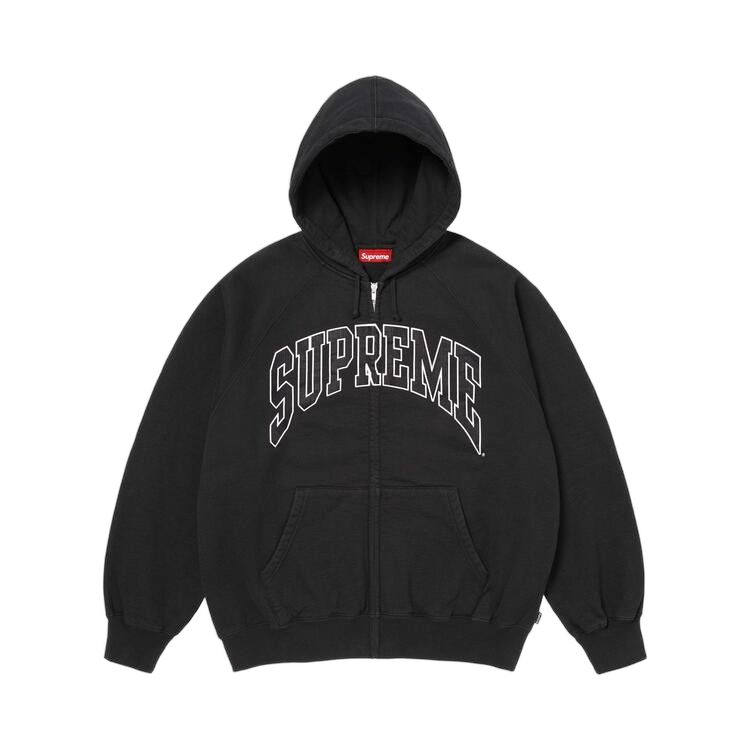 Overkicks - Supreme Cracked Raglan Zip Up Hooded Sweatshirt Black