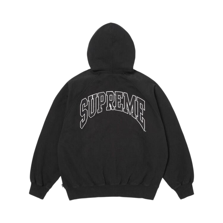 Overkicks - Supreme Cracked Raglan Zip Up Hooded Sweatshirt Black