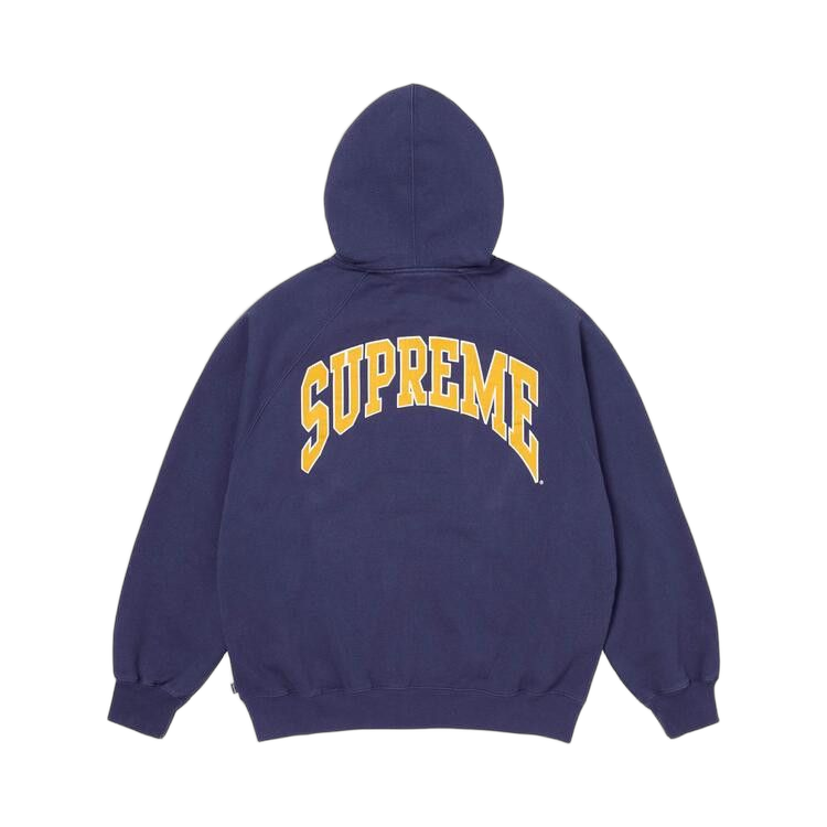 Overkicks - Supreme Cracked Raglan Zip Up Hooded Sweatshirt Washed Navy