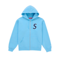 Supreme Devil's Logo Zip Up Hooded Sweatshirt Light Blue