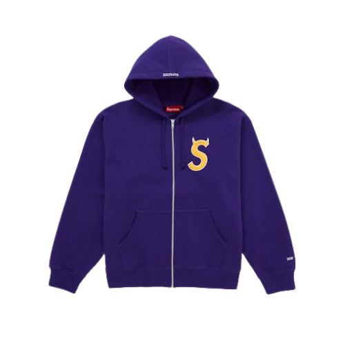 Overkicks - Supreme Devil's Logo Zip Up Hooded Sweatshirt Purple (SUPREME-DEVIL-S-LOGO-ZIP-UP-HOODED-SWEATSHIRT-PURPLE) - vista frontal