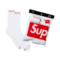 Supreme Hanes Crew Socks (4 Pack) White