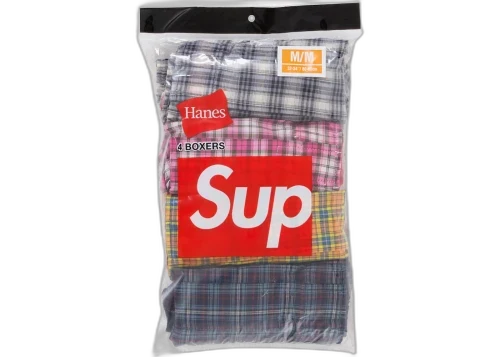 Overkicks - Supreme Hanes Plaid Boxers (4 Pack) Multicolor (SUPREME-HANES-PLAID-BOXERS-4-PACK-MULTICOLOR) - vista frontal