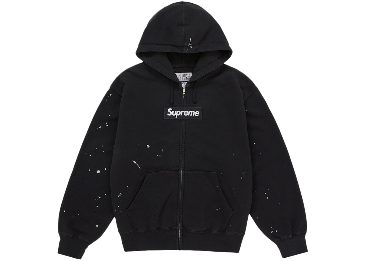 Overkicks - Supreme MM6 Maison Margiela Box Logo Zip Up Hooded Sweatshirt Black
