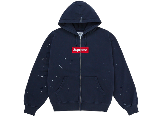 Overkicks - Supreme MM6 Maison Margiela Box Logo Zip Up Hooded Sweatshirt Navy