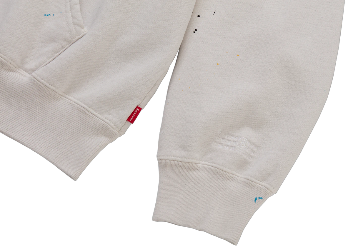 Overkicks - Supreme MM6 Maison Margiela Box Logo Zip Up Hooded Sweatshirt White