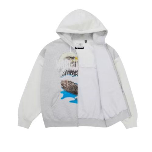 Overkicks - Supreme MM6 Maison Margiela Eagle Zip Up Hooded Sweatshirt White (SUPREME-MM6-MAISON-MARGIELA-EAGLE-ZIP-UP-HOODED-SWEATSHIRT-WHITE) - imagen 2