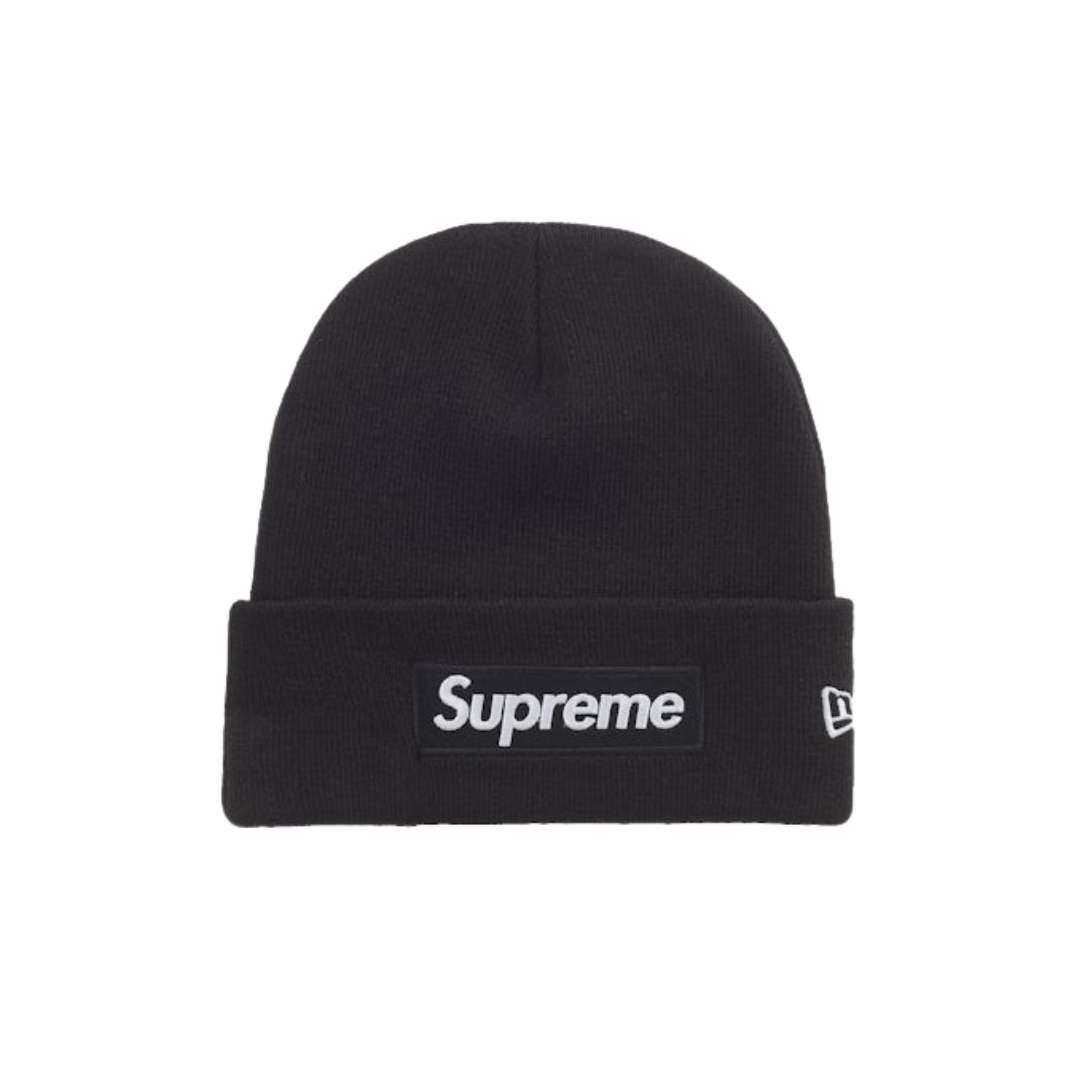 Overkicks - Supreme New Era Box Logo Beanie (FW25) Black (SUPREME-NEW-ERA-BOX-LOGO-BEANIE-FW25-BLACK) - vista frontal