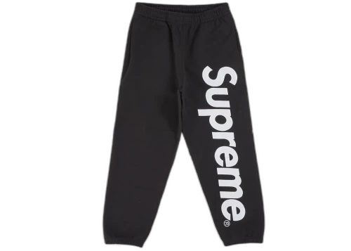 Overkicks - Supreme Satin Applique Sweatpant (SS26) Black (SUPREME-SATIN-APPLIQUE-SWEATPANT-SS26-BLACK) - vista frontal