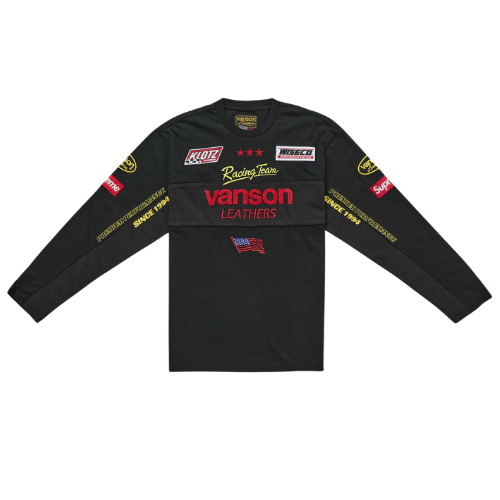 Overkicks - Supreme Vanson Leathers L/S Top Black (SUPREME-VANSON-LEATHERS-L-S-TOP-BLACK) - vista frontal