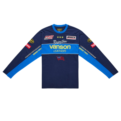 Overkicks - Supreme Vanson Leathers L/S Top Navy (SUPREME-VANSON-LEATHERS-L-S-TOP-NAVY) - vista frontal