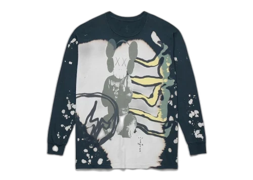 Overkicks - Travis Scott Cactus Jack + Kaws For Fragment L/S Tee Multi Grey (TRAVIS-SCOTT-CACTUS-JACK-KAWS-FOR-FRAGMENT-L-S-TEE-MULTI-GREY) - vista frontal