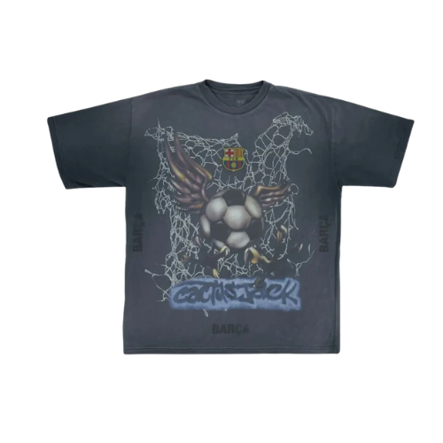 Overkicks - Travis Scott x FC Barcelona Washed Spray Logo Tee Black (TRAVIS-SCOTT-X-FC-BARCELONA-WASHED-SPRAY-LOGO-TEE-BLACK) - vista frontal