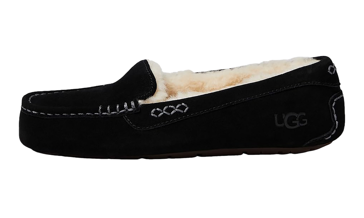 Overkicks - UGG Ansley Slipper Black (Womens) (3312-BLK/1106878-BLK) - vista lateral