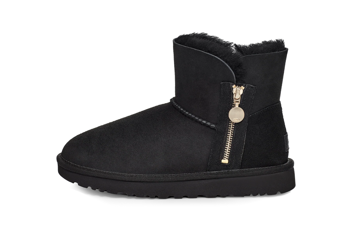 Overkicks - UGG Bailey Zip Mini Boot Black (Womens) (1112481-BLK) - vista lateral