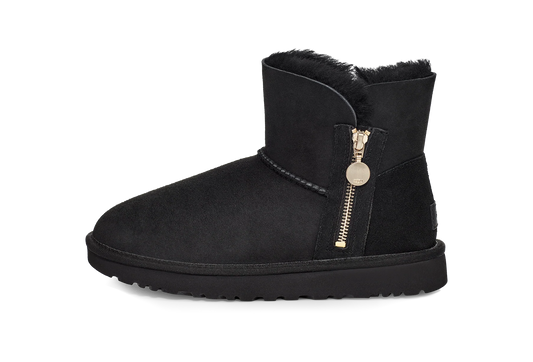 Overkicks - UGG Bailey Zip Mini Boot Black (Womens) (1112481-BLK) - vista lateral