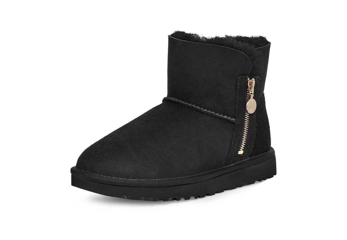 Overkicks - UGG Bailey Zip Mini Boot Black (Womens) (1112481-BLK) - vista trasera