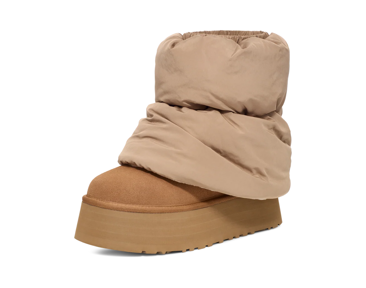 Overkicks - UGG Classic Mini Dipper Puffer Boot Amphora Chestnut (Womens) (1158275-AHS) - vista trasera