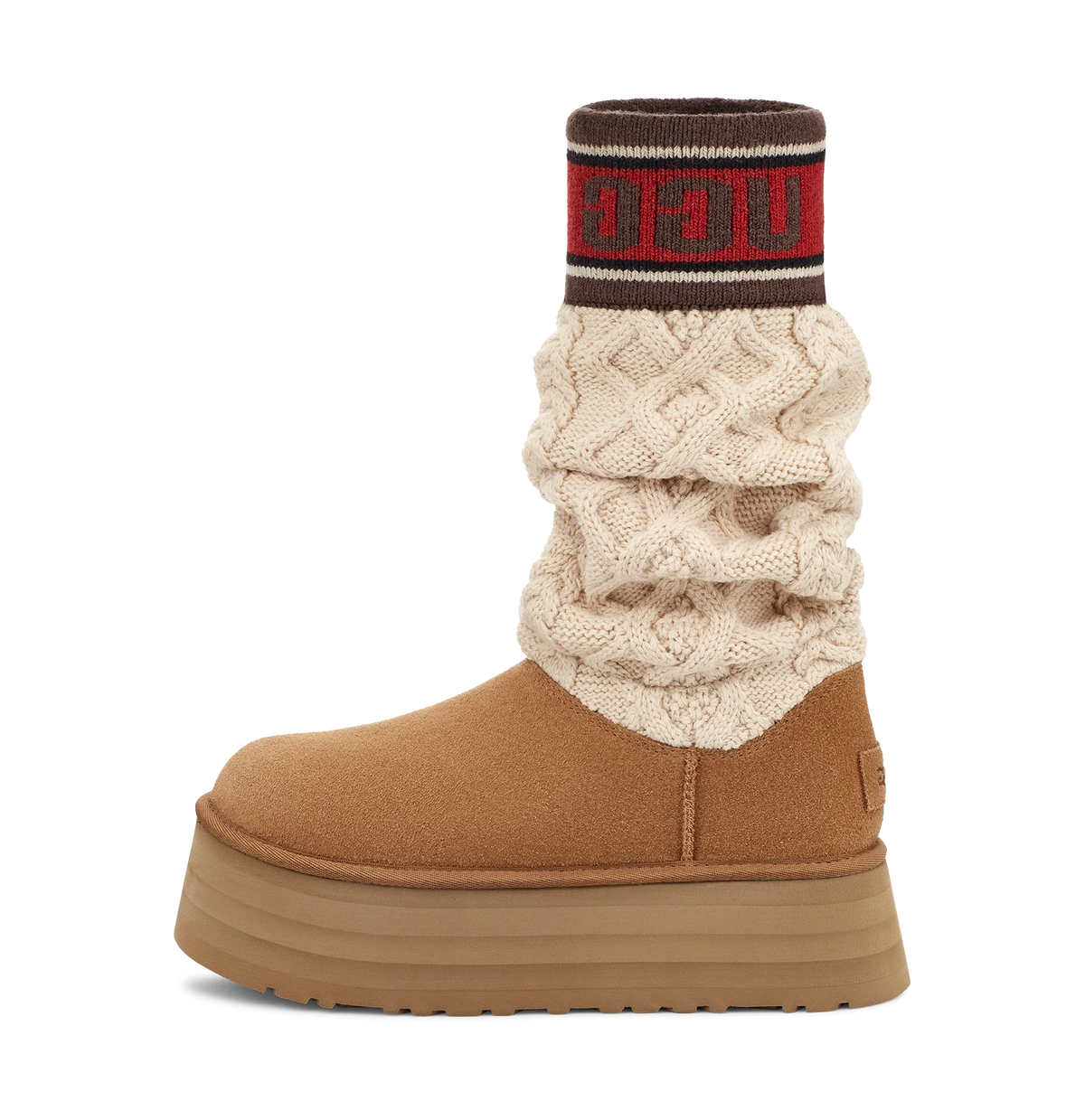 Overkicks - UGG Classic Sweater Letter Boot Chestnut (Womens) (1144045-CHE) - vista lateral