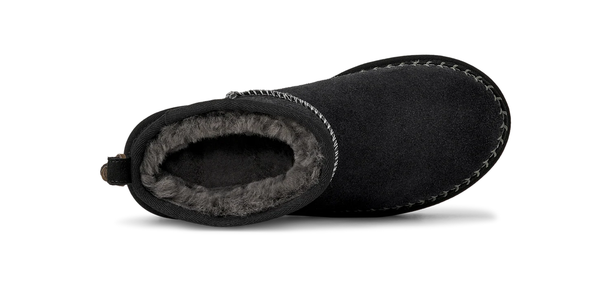 Overkicks - UGG Classic Ultra Mini Biarritz Boot Black (Womens) (1171538-BLK) - detalle talon