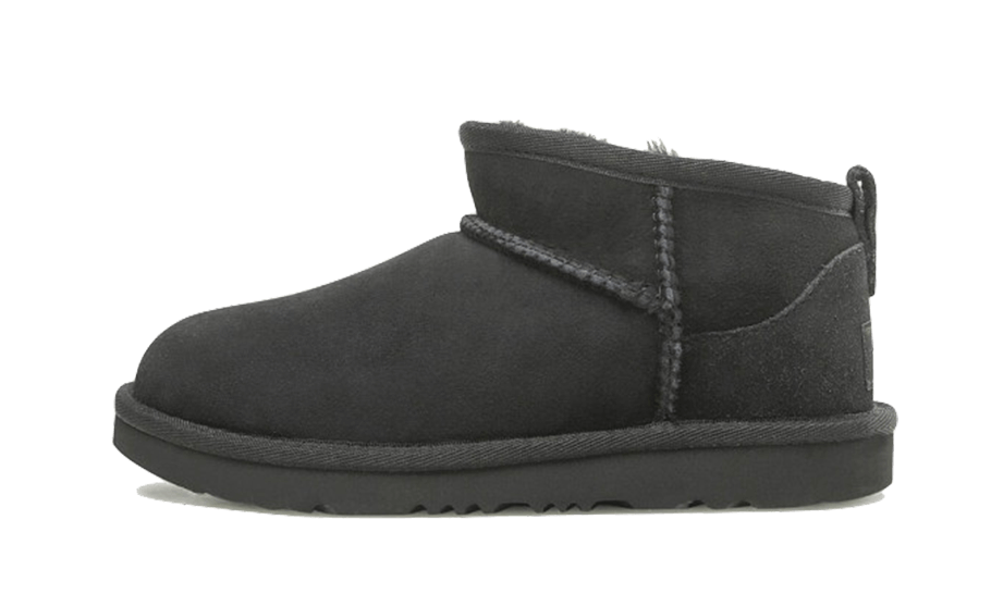 Overkicks - UGG Classic Ultra Mini Boot Black (Kids) (1130750K-BLK) - vista lateral
