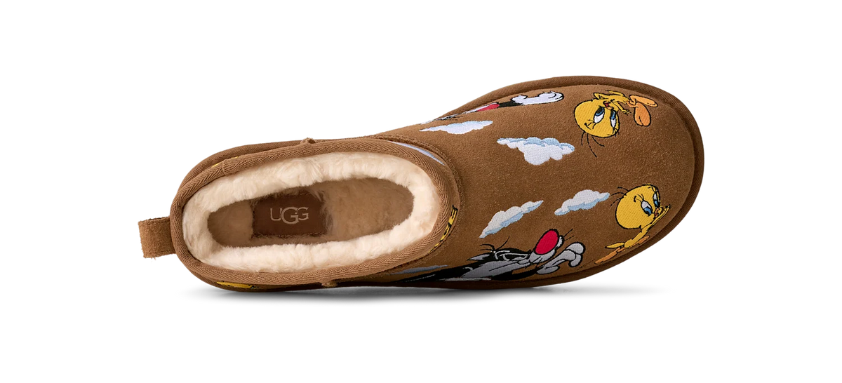 Overkicks - UGG Classic Ultra Mini Boot Palace x Looney Tunes Chestnut (1181891-CHE) - detalle talon