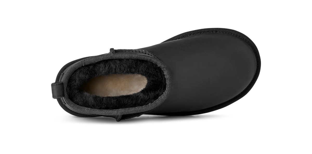 Overkicks - UGG Classic Ultra Mini Leather Boot Black (Womens) (1174210-BLK) - detalle talon
