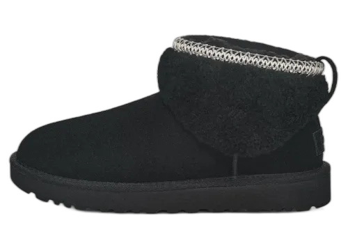 Overkicks - UGG Classic Ultra Mini Maxi Curly Boot Black (Women's) (1158263-BLK) - vista lateral