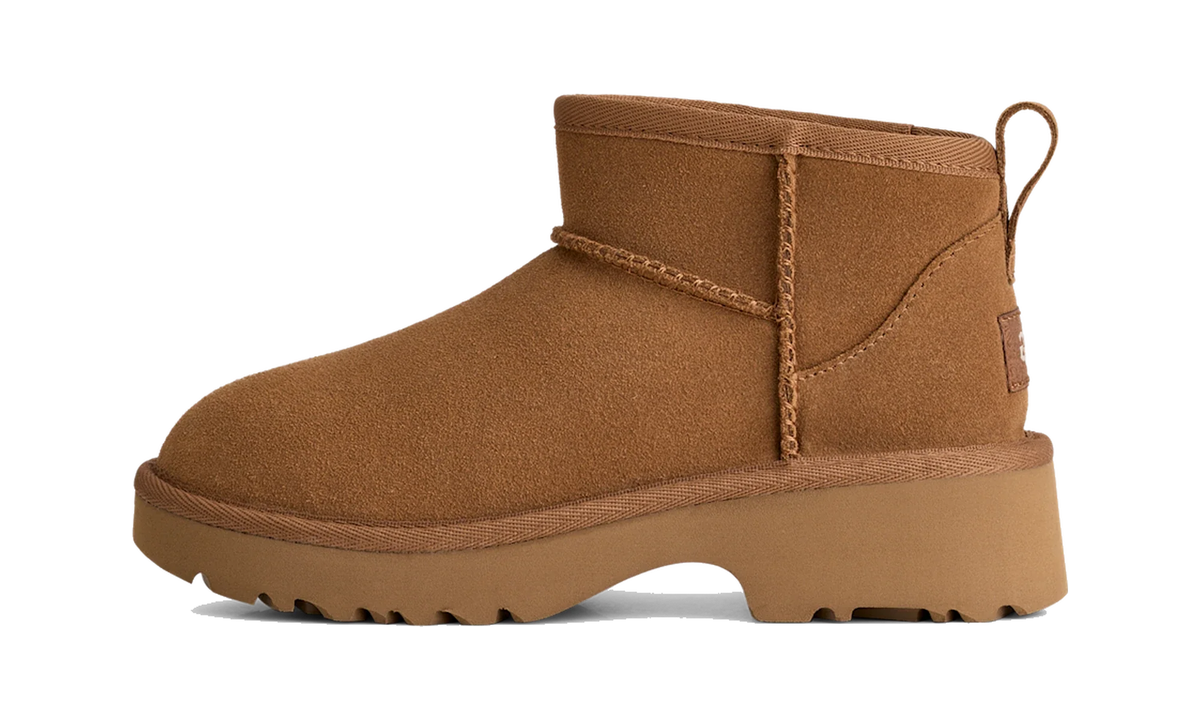 Overkicks - UGG Classic Ultra Mini New Heights Boot Chestnut (Kids) (1157732K-CHE) - vista lateral