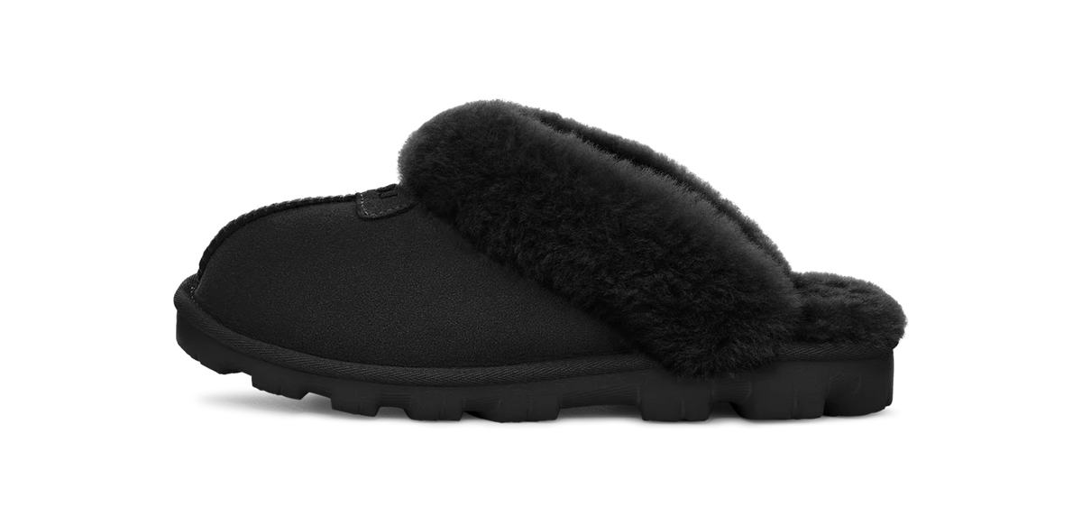Overkicks - UGG Coquette Slipper Black (Womens) (5125-BLK) - vista lateral