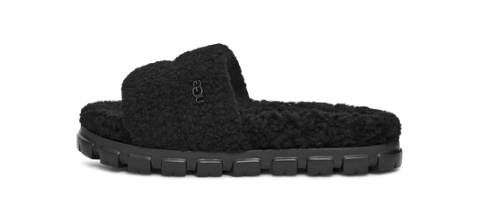Overkicks - UGG Cozetta Curly Slide Black (Womens) (1130838-BLK) - vista lateral