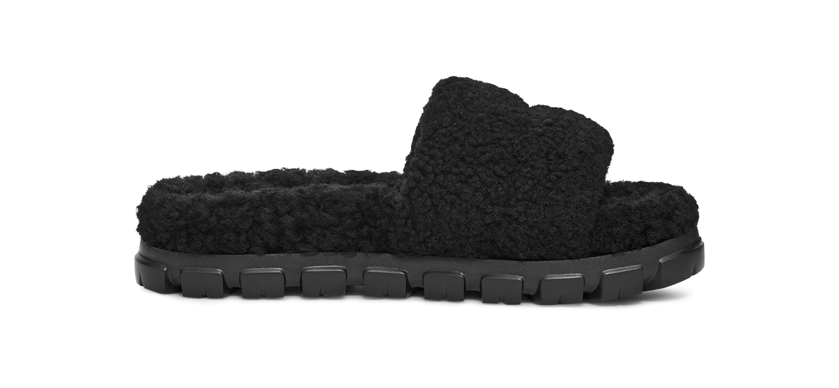 Overkicks - UGG Cozetta Curly Slide Black (Womens) (1130838-BLK) - par completo